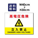 高電圧危険 / 立入禁止看板 W40×H30cm 太陽光発電標識 再生可能エネルギーの固定価格買取制度（FIT）対応 High-voltage-k