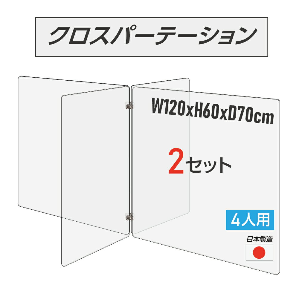 【日本製 お得な2セット】4人用 透明 クロスパーテーション [W350×H600mm×2枚 W600...