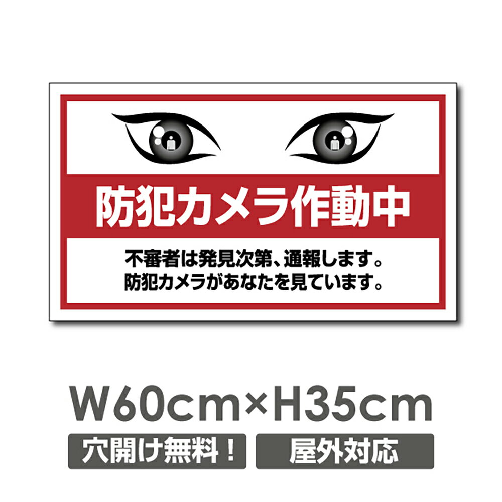 看板 防犯カメラ作動中 看板 1mmプラスチック樹脂板 W600mm×H350mm 24時間 防犯カメラ 記録中 通報 防犯カメラ作動中 カメラ カメラ録画中パネル看板 プレート看板 camera-350p