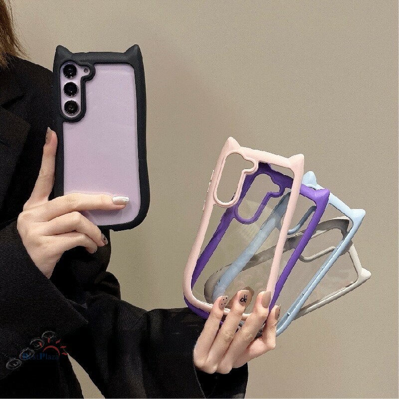 Rakuten - Galaxy S25 S25 Plus S24 S24 Plus S23 S23 Plus ケース カバー カメラ保護 猫耳 Galaxy S25 スマホケース かわいい 猫耳 スマホケース 耐衝撃 透明 猫 ねこ 耳付き Galaxy S25 ギャラクシー S25カバー 猫耳ケース 透明維持 クリア ネコミミ 可愛い 大人気