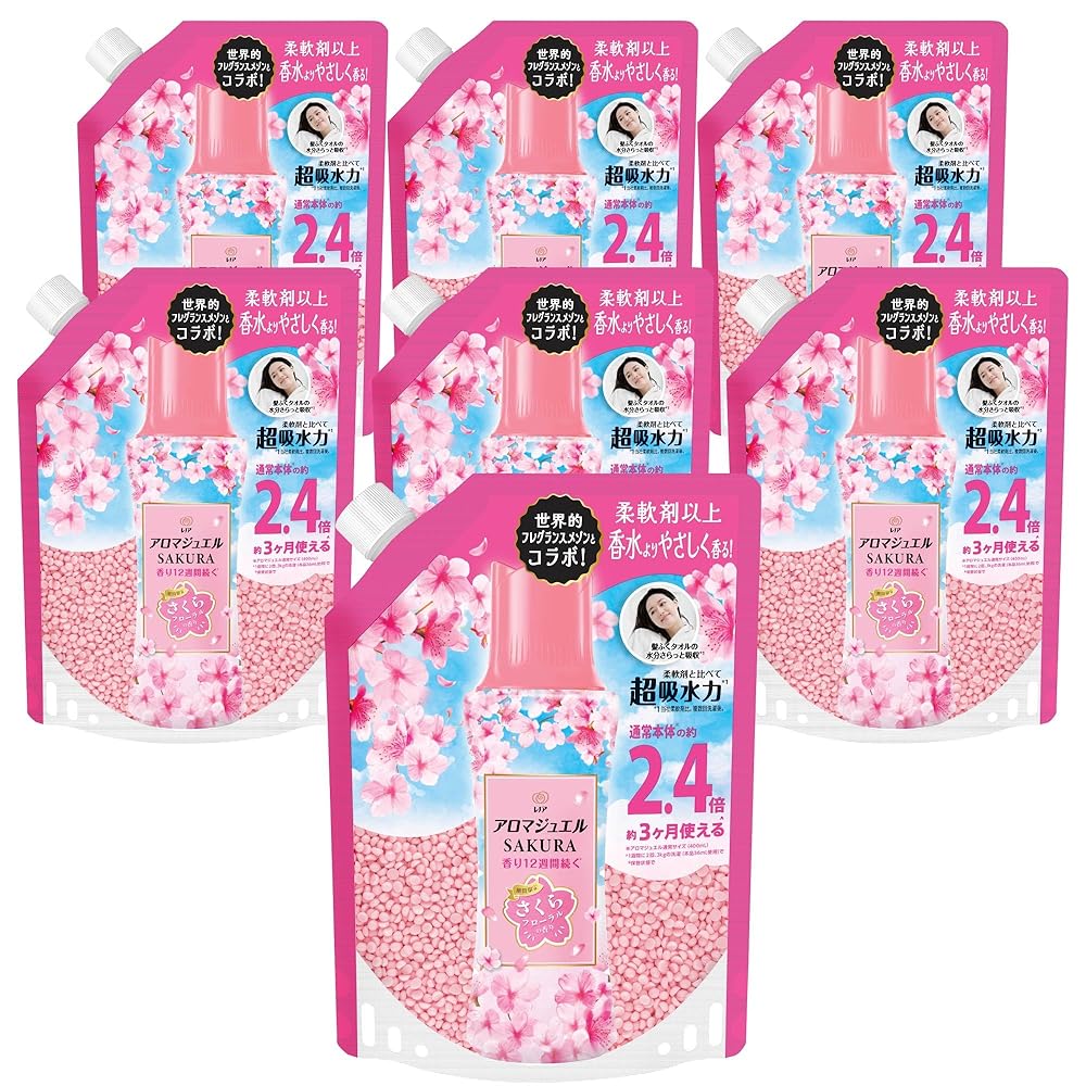 7袋セット ケース販売 まとめ買い 季節限定 レノア アロマジュエル SAKURA 香り付け専用ビーズ さくらフローラルの香り 詰め替え 990ml 大容量のサムネイル