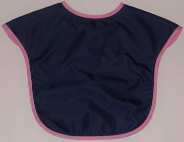 お食事エプロン　ショート　 保育園 ベビー 　無地ネイビー/ピンク撥水　立体ポケット　袖なし　おしゃれ　かわいい日本製