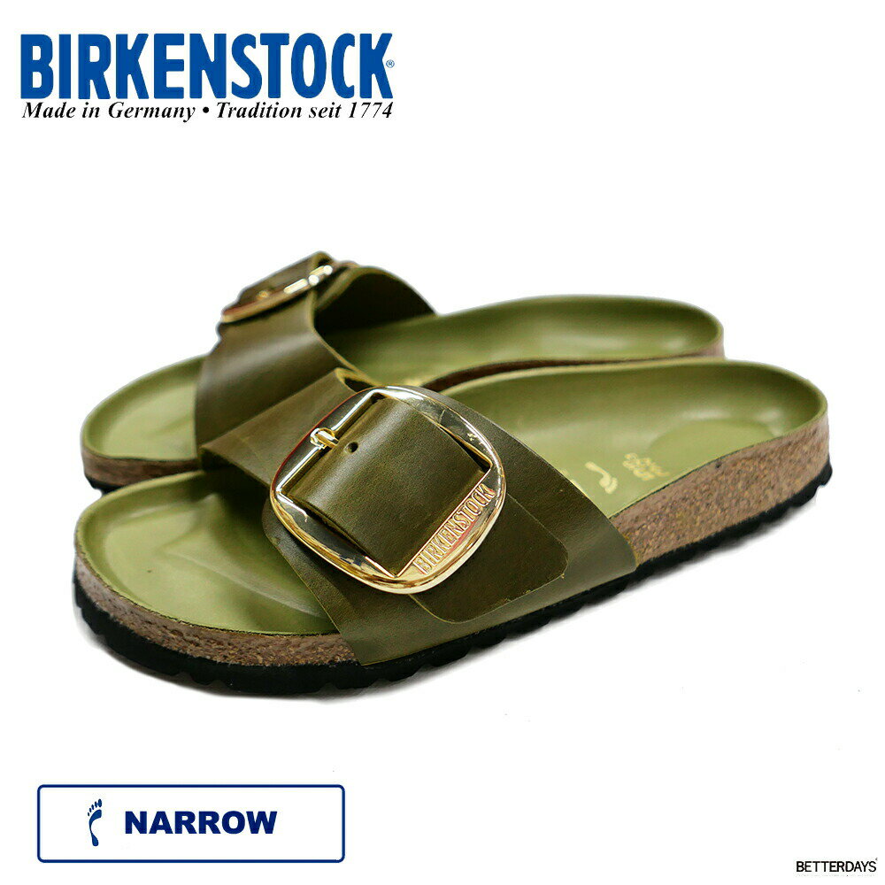 サンダル レディース ビルケンシュトック ナロー マドリッド ビッグバックル レザー BIRKENSTOCK Madrid Big Buckle LEOI Olive HEX 22.5-25cm 