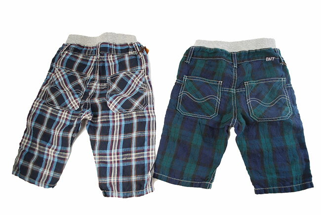 【2点で5%OFFクーポン配布中5/1ワンダフルデー】【アウトレット】ショートパンツ ベビー BNT ビーエヌティー 格子6分丈パンツ ボヴイス 子供服 80cm-130cm