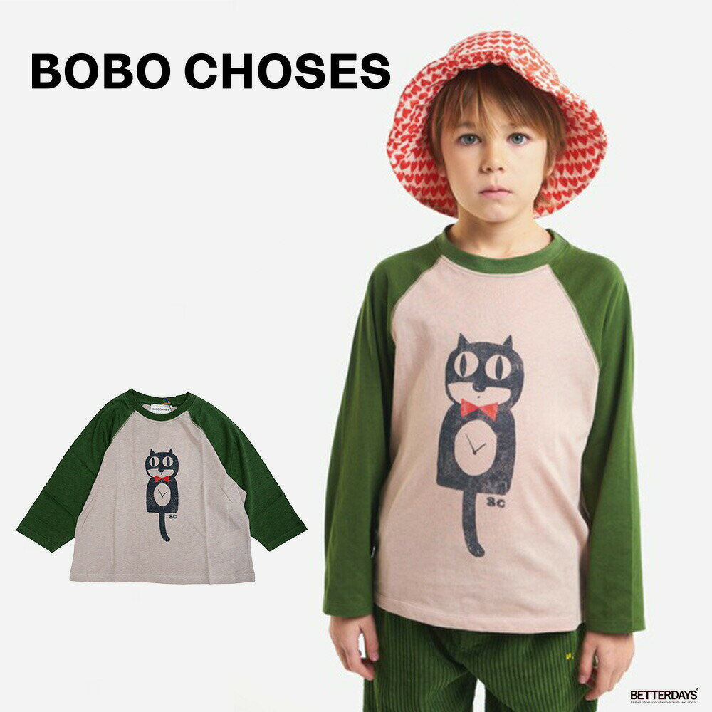 Tシャツ キッズ ボボ ショーズ 長袖 トップス Cat O 039 Clock LONG SLEEVE T-SHIRT 95-140cm 【国内正規品】 Bobo Choses