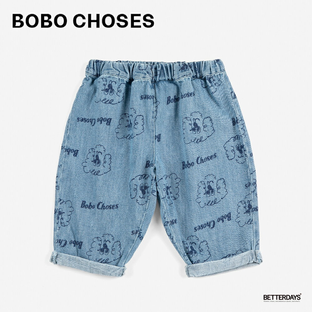 【先着利用順20%OFFクーポン配布中2/1ワンダフルデー】デニム パンツ ベビー キッズ ボボ・ショーズ Pickles The Dog all over denim pants【国内正規品】 Bobo Choses B126AB074
