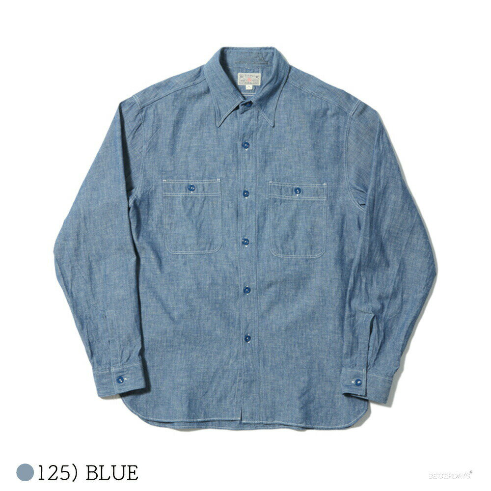 【26AW予約】シャツ 長袖 メンズ バズリクソンズ ブルーシャンブレーワークシャツ BLUE CHAMBRAY WORK SHIRTS BUZZ RICKSON'S 到着後1か月以内にレビューを書いて500円OFFクーポン配布中