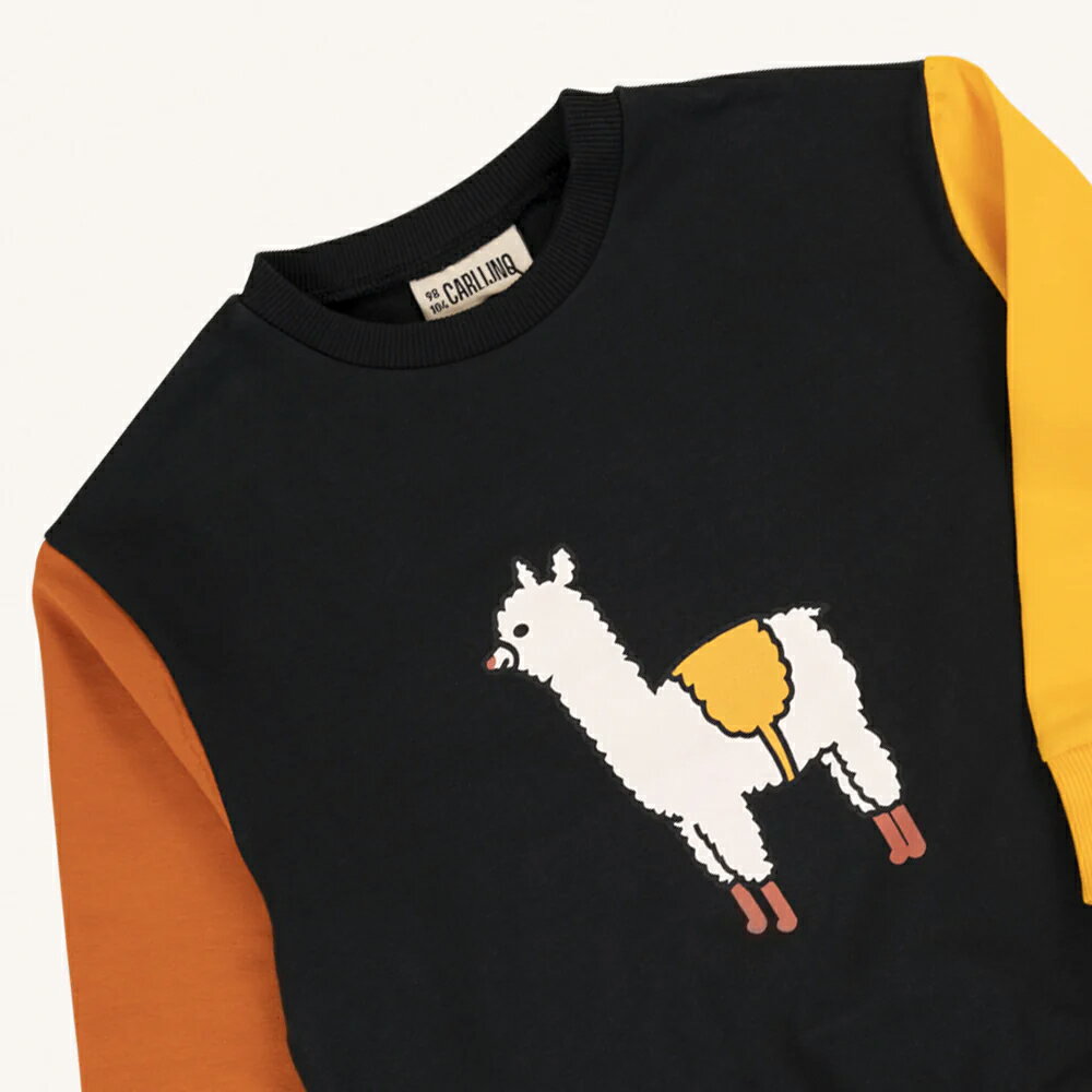 トレーナー ベビー キッズ CarlijnQ Basic sweater with print 総柄 アルパカ オーガニックコットン 裏起毛 長袖 カーラインク【国内正規品】 BSC202