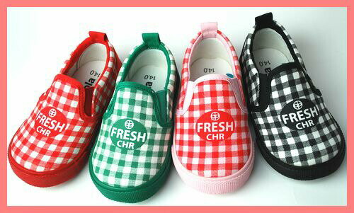 【アウトレット／50%OFF】スニーカー キッズ chocola ショコラ 13cm-19cm ギンガムチェック使い スリッポン シューズ 子供靴