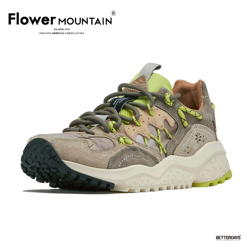 乐天商城 - スニーカー ユニセックス ヤマブシ フラワーマウンテン FLOWER MOUNTAIN YAMABUSHI Taupe/Lime【国内正規品】FM125021