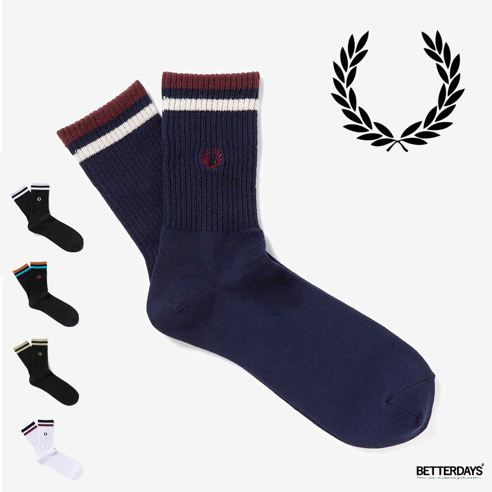 ソックス メンズ レディース フレッドペリー 靴下 ギフト マルチカラーティップドリブショートソックス FRED PERRY TIPPED RIB SHORT SOCKS 25-27cm 