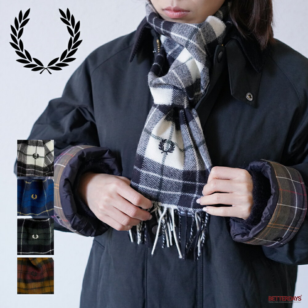 マフラー ユニセックス フレッドペリー ウール チェック C8137 LAMBSWOOL TARTAN SCARF【国内正規品】 FRED PERRY