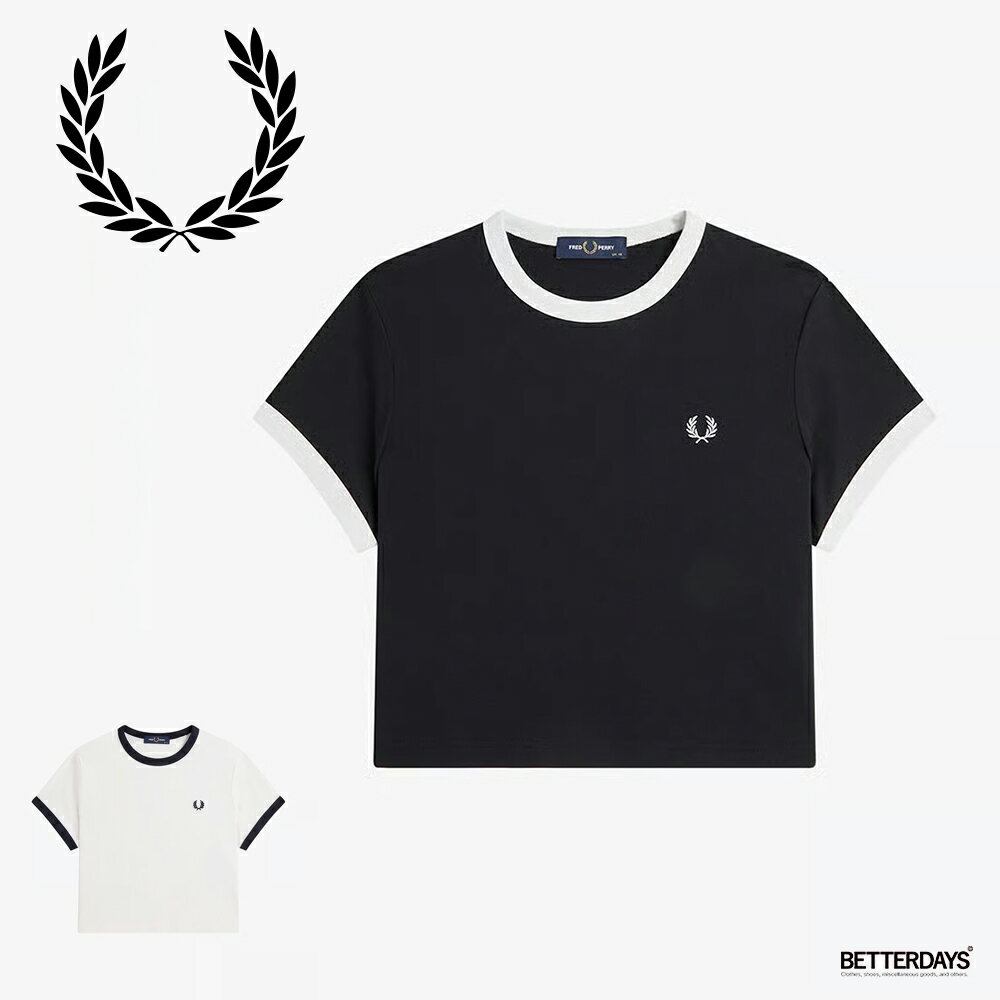 乐天商城 - 【1200円OFFクーポン配布中6月スーパーセール】Tシャツ レディース 半袖 リンガーTシャツ ショートスリーブ フレッドペリー FRED PERRY Cropped Ringer T-Shirt【国内正規品】G9163