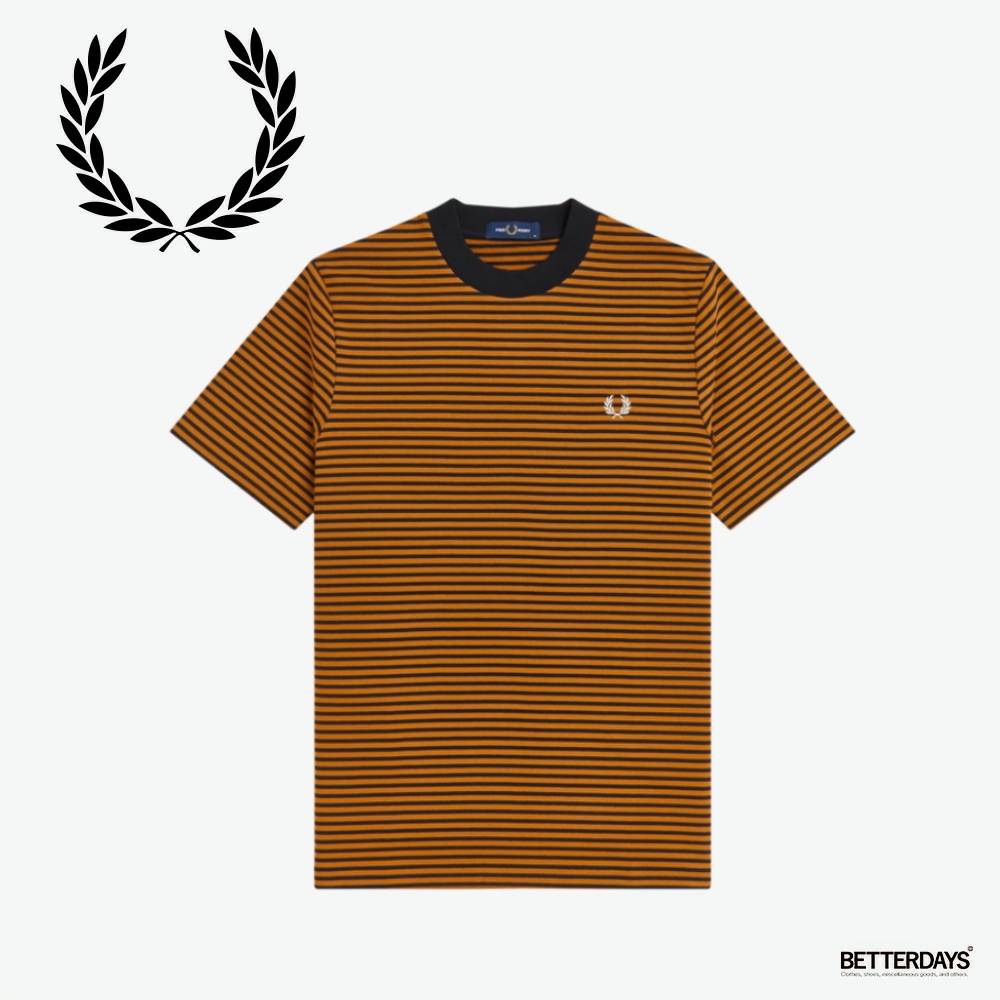 【10%OFFクーポン配布中対象商品2点以上ご購入で 6/1 ワンダフルデー】フレッドペリー Tシャツ メンズ 半袖 FRED PERRY FINE STRIPE HEAVY WEIGHT T-SHIRT 【国内正規品】M6581