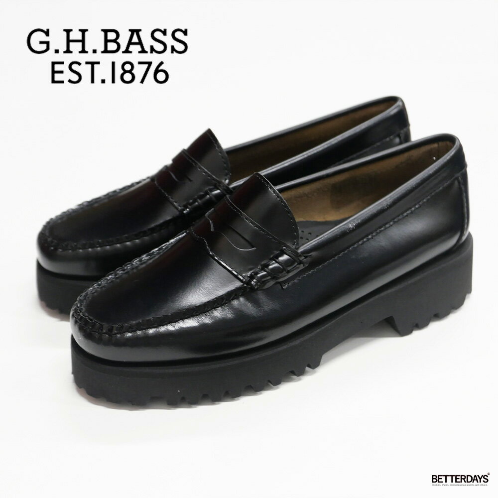 ローファー レディース ジーエイチバス BLACK RUBBER SOLE HIGH SHINE LEATHER G.H.BASS 【国内正規品..