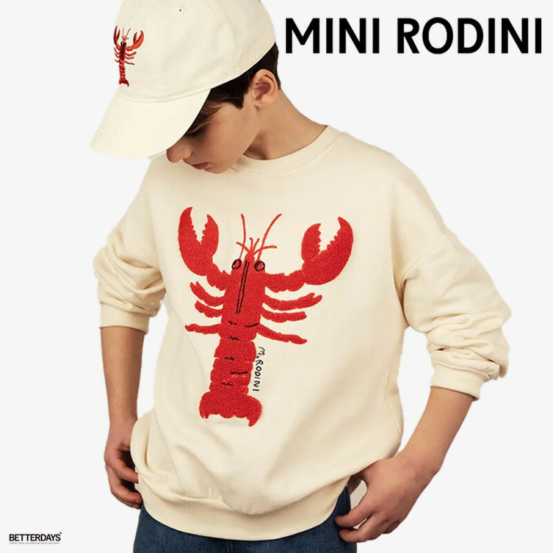 スウェット キッズ ミニロディーニ ロブスター 刺繍 LOBSTER EMBROIDERED SWEATSHIR 92-104cm  mini rodini