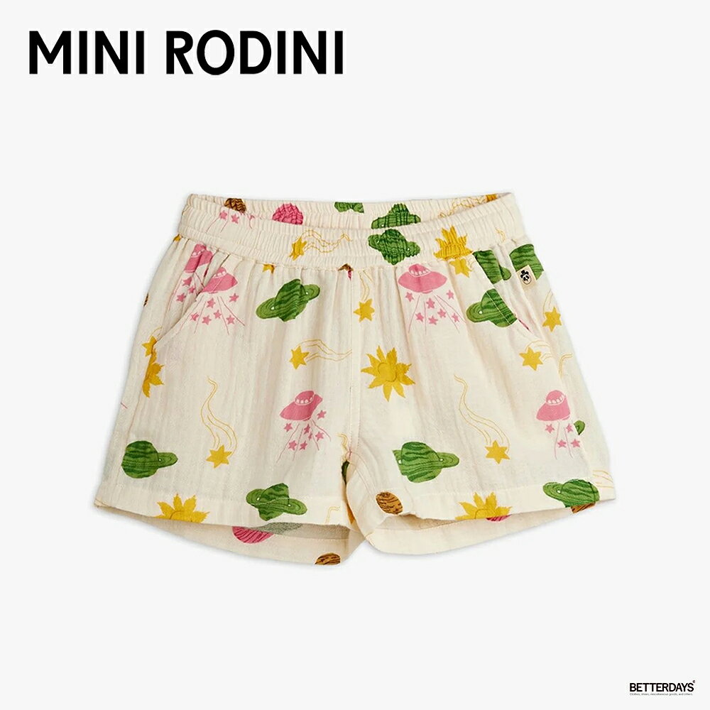 ショートパンツ キッズ ベビー ミニロディーニ スペース 宇宙 総柄 SPACE MUSLIN SHORTS【国内正規品】 mini rodini