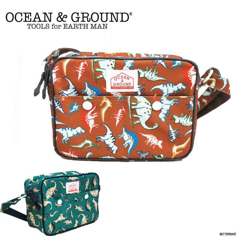 通園バッグ ショルダー オーシャンアンドグラウンド ショルダーバッグ OCEAN GROUND ショルダーBAG DINO 総柄 恐竜柄 幼稚園バッグ 子供 保育園 小学生