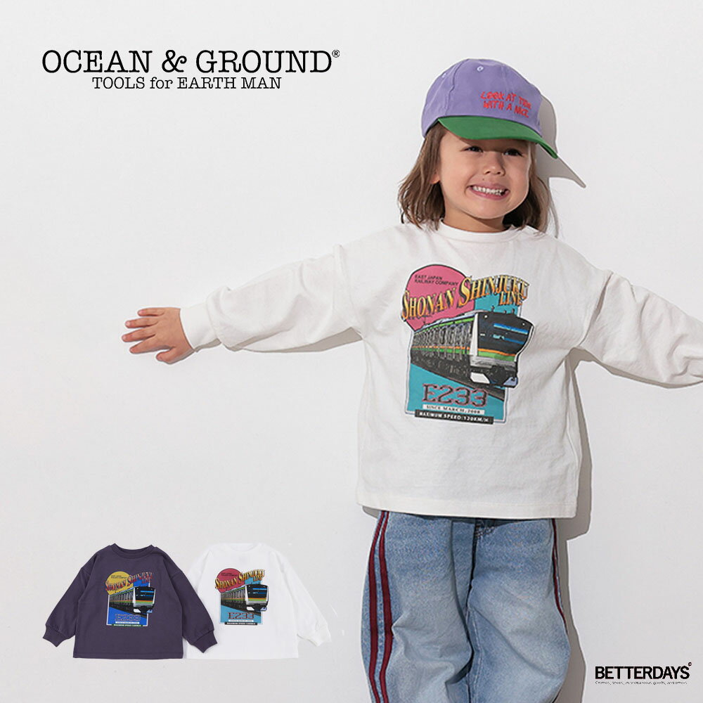Rakuten - 【1200円OFFクーポン配布中6月スーパーセール】ロンT JRコラボ Tシャツ プリントロンT 長袖 キッズ ベビー オーシャンアンドグラウンド JR湘南新宿ライン 電車 OCEAN&GROUND 4646001