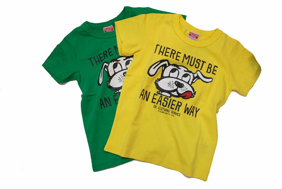 【アウトレット】Tシャツ キッズ 半袖 110cm OIL オイル 100cm-140cm OIL T-シャツ DOG 子犬プリント アメカジ OIL CLOTHING SERVICE 子供服 オイルクロージングサービス