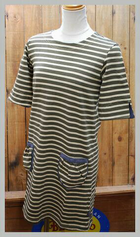 【先着利用順20%OFFクーポン配布中11/10お買い物マラソン】【アウトレット】チュニック レディース ONE WASH ワンウォッシュ レディース5分袖ボーダーチュニック ワンピース ジュニア XSサイズ