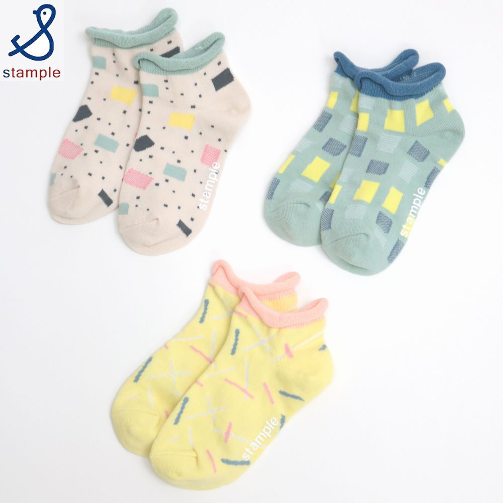 靴下 キッズ スタンプル Stample キャンディ アンクル ソックス 3P 3足セット 男の子 子供 保育所 幼稚園 小学生 レディース イエロー ブルー ホワイト 13-21cm 72705