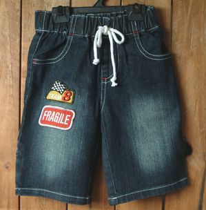 Denim - 【1000円OFFクーポン配布中5月お買い物マラソン】【アウトレット】ショートパンツ キッズ ZIPSジップス ワッペン&ペイントストレッチデニム 総ゴム ショートパンツ ハーフパンツ 90-100cm