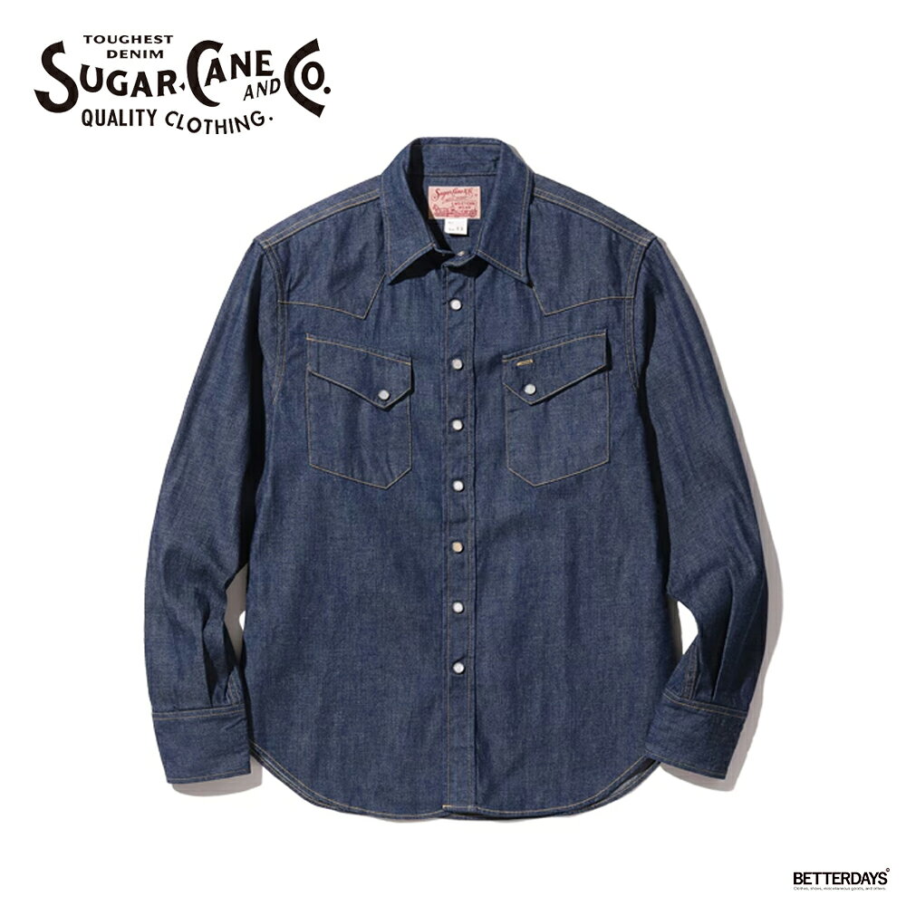 【10%OFFクーポン配布中対象商品2点以上ご購入で 6/1 ワンダフルデー】デニムシャツ メンズ シュガーケーン ウエスタンシャツ SUGAR CANE Lot No. SC28190 / BLUE DENIM WESTERN SHIRT