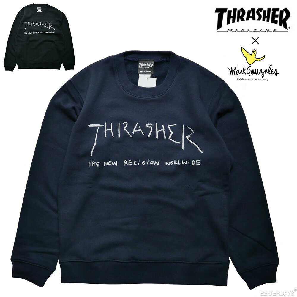 【アウトレット】ロンT スラッシャー×マークゴンザレス 【国内正規品】 THRASHER NEW RELIGION WORLDWIDE CREW SWEAT クルースウェット トレーナー メンズ レディース 裏起毛