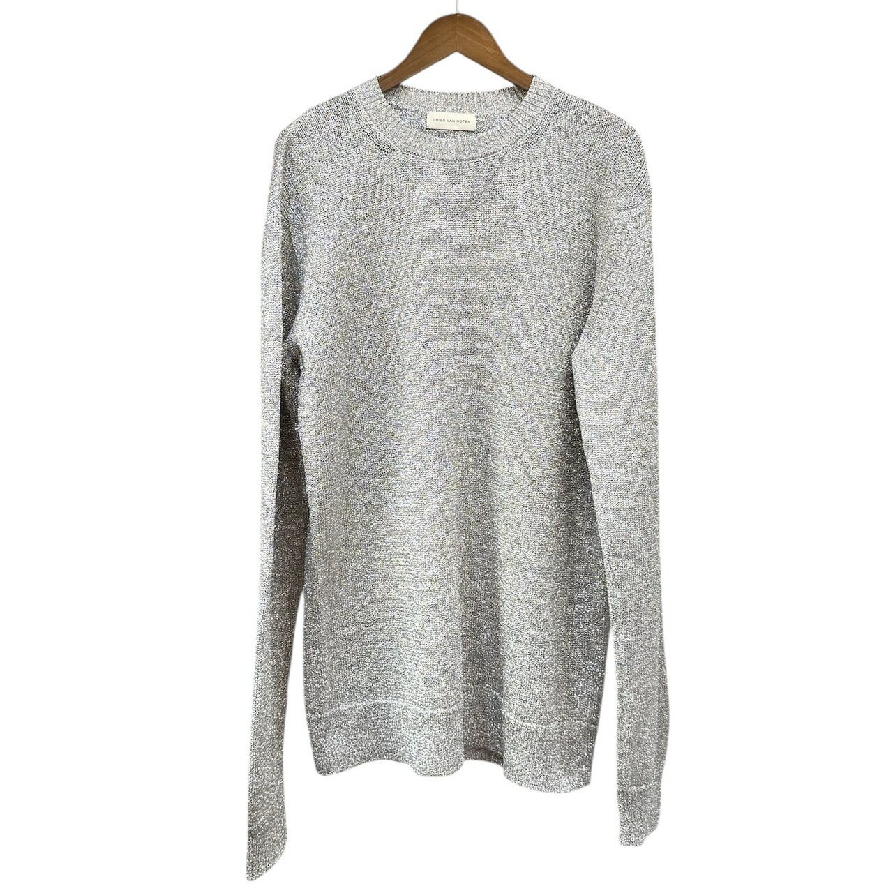 DRIES VAN NOTEN ドリスヴァンノッテン 25SS Oversized Metallic Sweater オーバーサイズメタリックニット M シルバ...