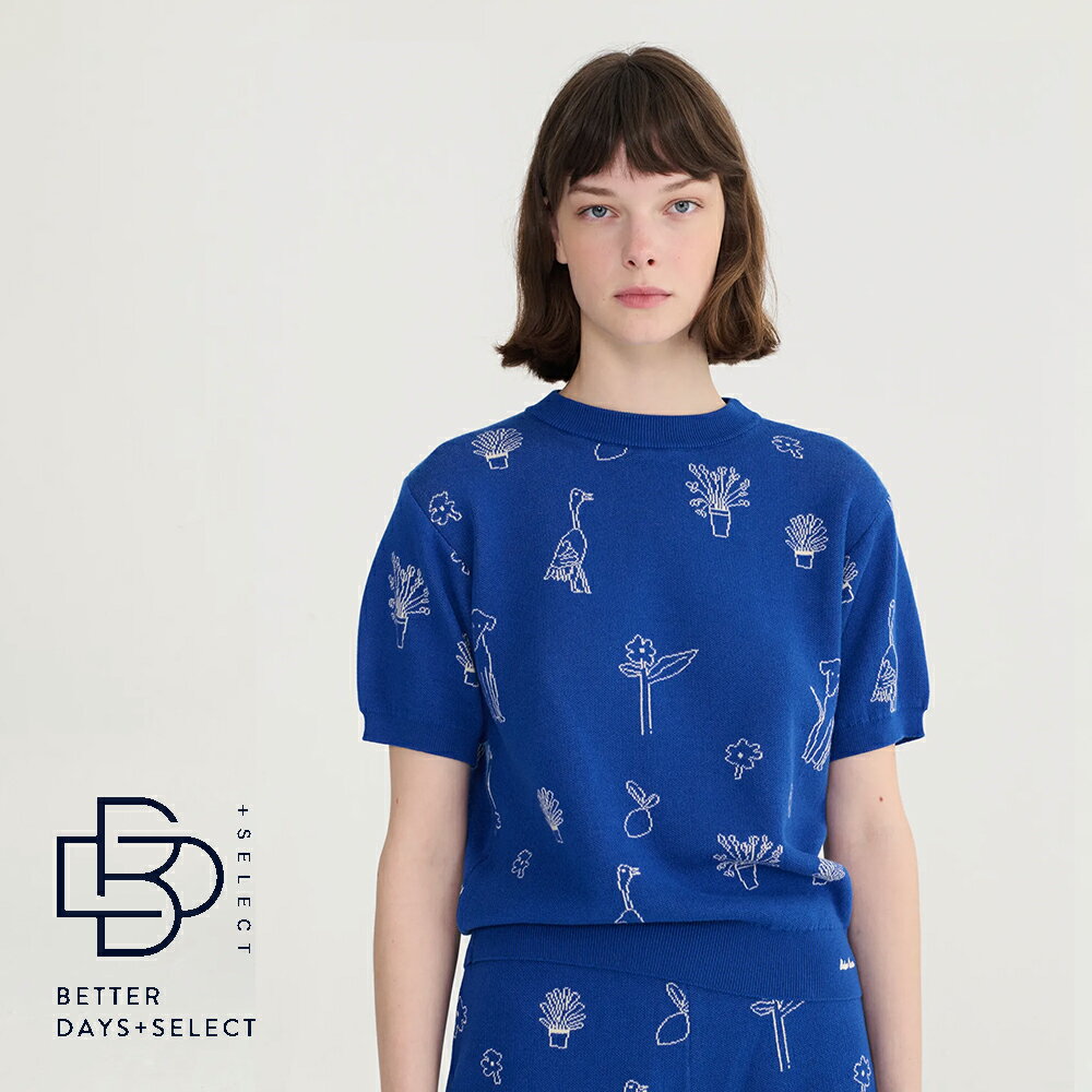 Rakuten - 【3000円OFFクーポン配布中6月スーパーセール】半袖ニット レディース ボボ・ショーズ 総柄 Summer trip jacquard cotton jumper【国内正規品】 Bobo Choses B126AD091