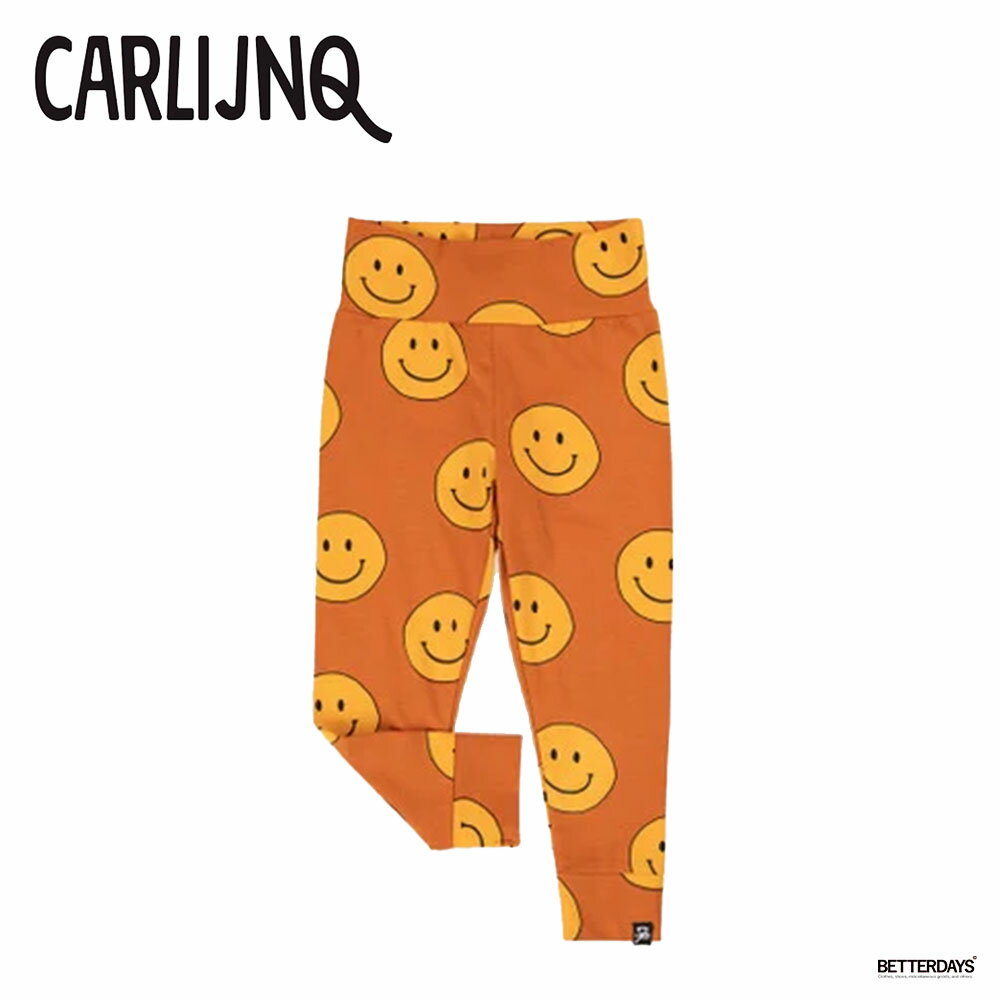 楽天BETTER DAYS＋SELECTレギンス ベビー キッズ CarlijnQ Happy face yellow baby legging 総柄 スマイル オーガニックコットン カーラインク【国内正規品】 HFY257