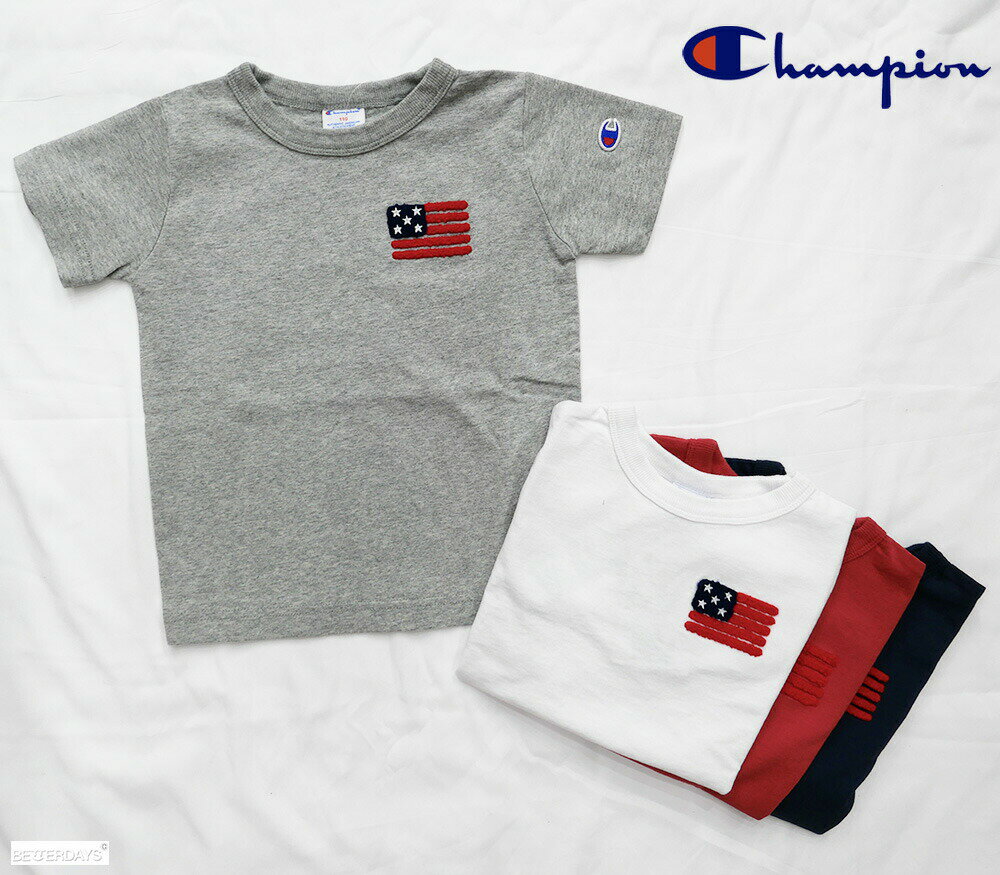 Rakuten - 【3000円OFFクーポン配布中6月スーパーセール】半袖Tシャツ キッズ チャンピオン Champion 星条旗 国旗 アメリカ USA T-SHIRT 男の子 女の子 子供 110-160cm