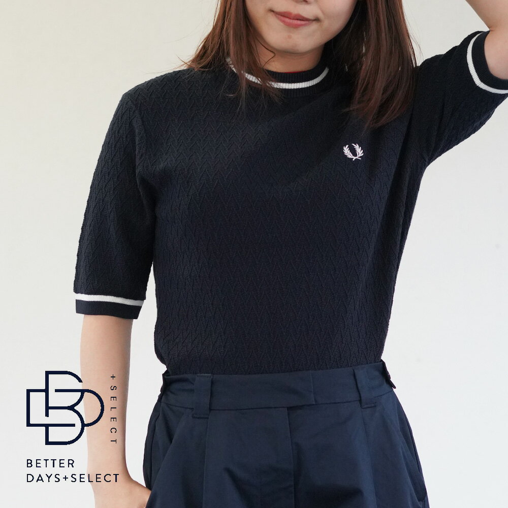 Rakuten - 【3000円OFFクーポン配布中6月スーパーセール】フレッドペリー Tシャツ レディース 半袖 FRED PERRY TEXTURED KNITTED TOP 【国内正規品】K2131