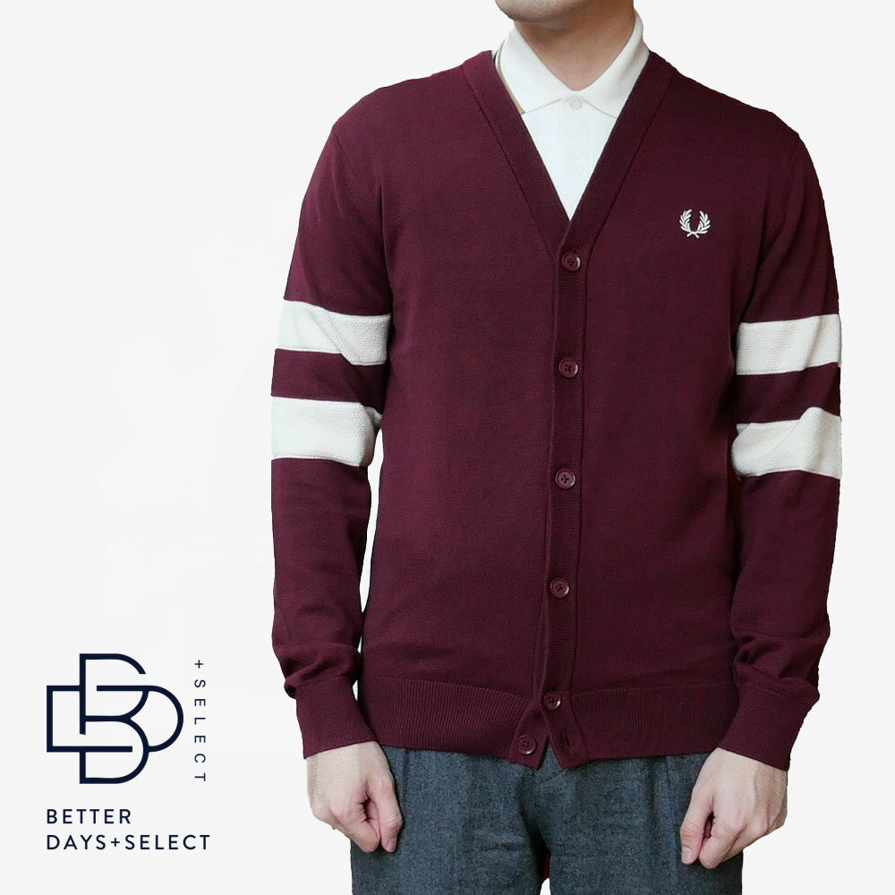カーディガン メンズ フレッドペリー ニット セーターティップドスリーブ TIPPED SLEEVE CARDIGAN 【国内正規品】 FRED PERRY