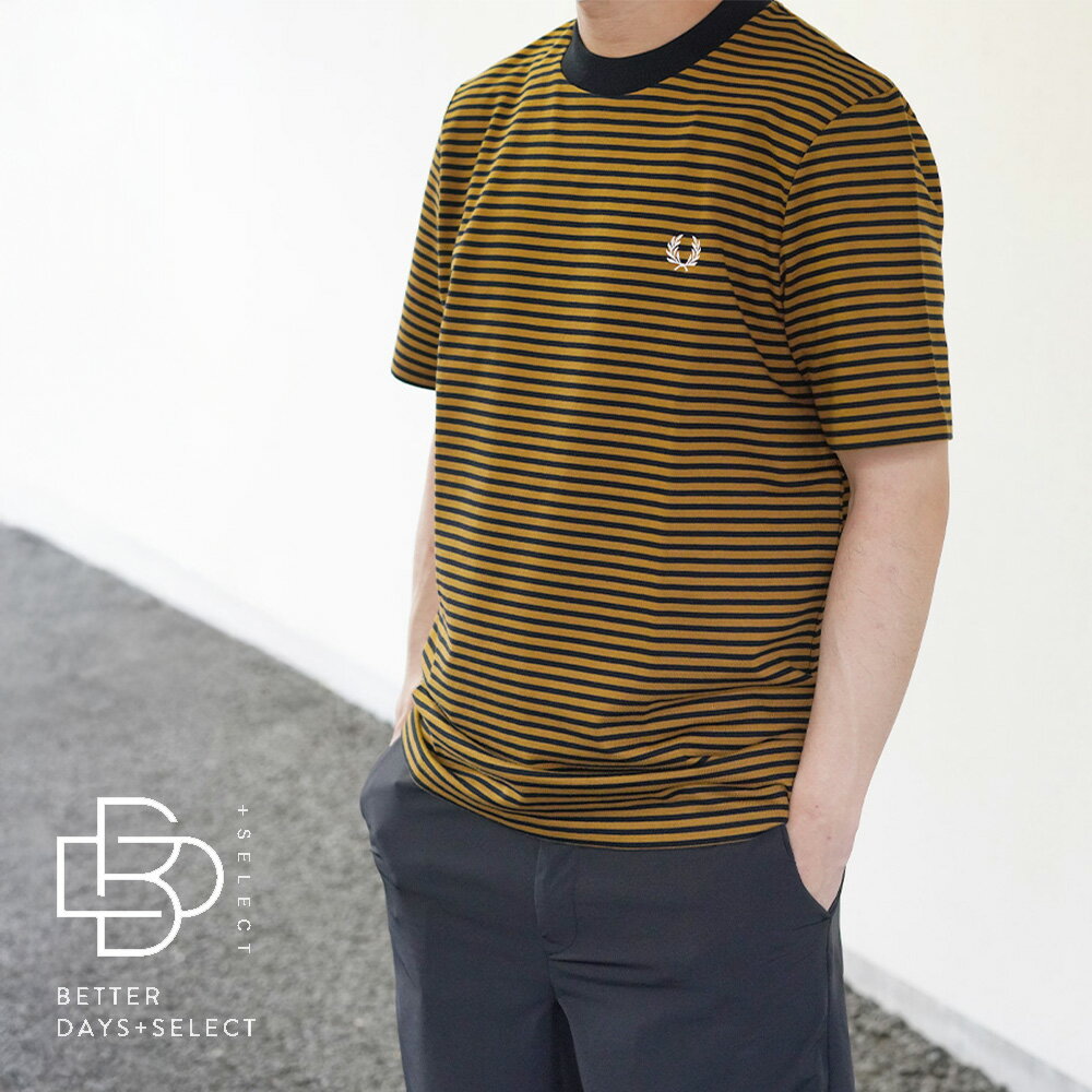 【10%OFFクーポン配布中2点以上ご購入で 6/1 ワンダフルデー】フレッドペリー Tシャツ メンズ 半袖 FRED PERRY FINE STRIPE HEAVY WEIGHT T-SHIRT 【国内正規品】M6581