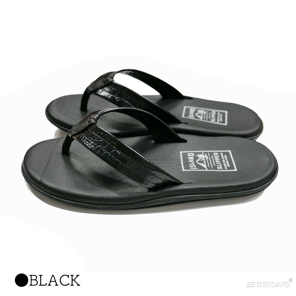 ��2400��OFF�����ݥ�������3����ѡ�������ۥȥ󥰥������ �ӡ���������� ��� �������ɥ���å� LEATHER BARCERONA BLACK ������������ STRAP 25-29cm �ڹ��������ʡ� ISLAND SLIPPER