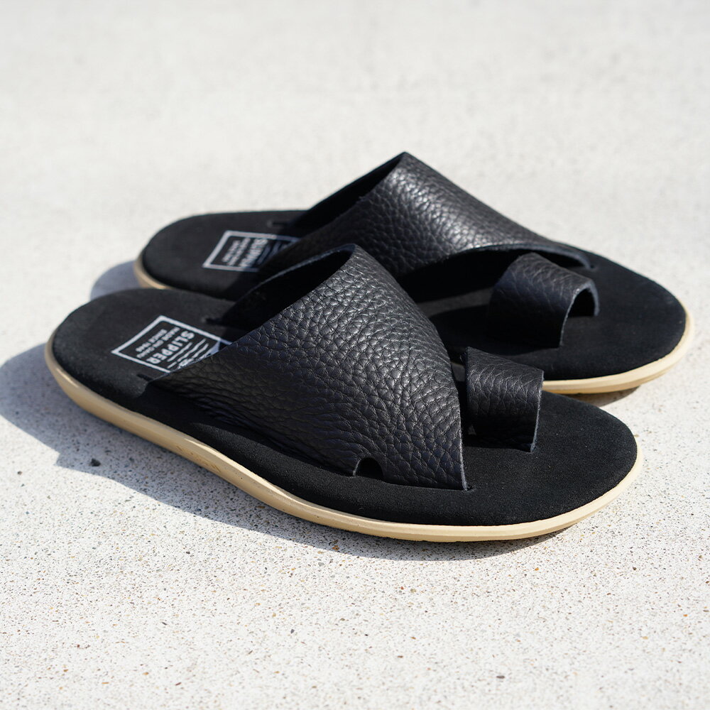 ��2400��OFF�����ݥ�������3����ѡ�������ۥȥ󥰥������ �ӡ���������� ��� �������ɥ���å� LEATHER BLACK 25-29cm �ڹ��������ʡ� ISLAND SLIPPER PTS704BH