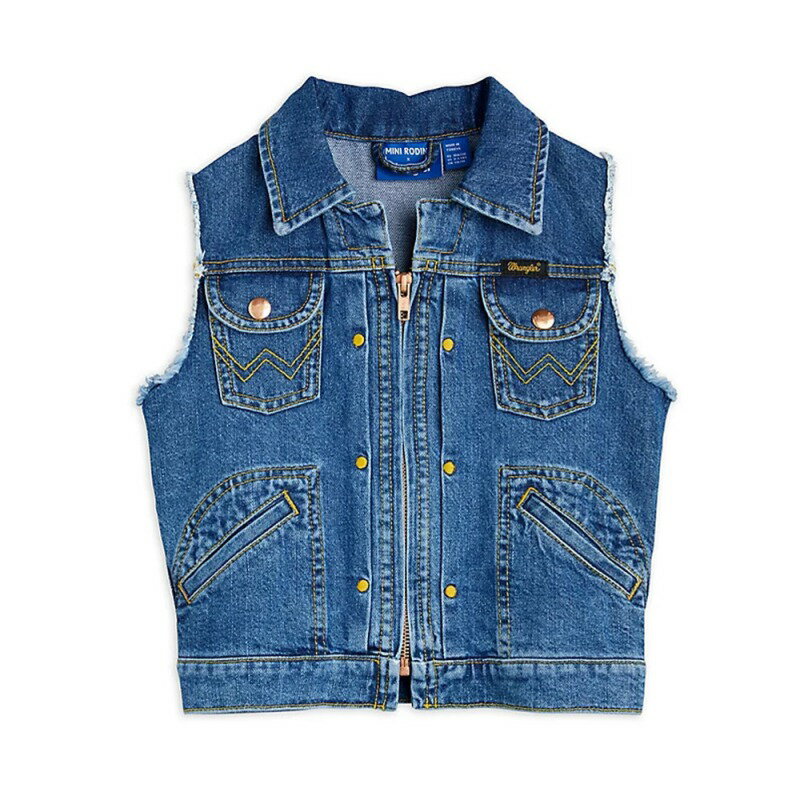 �ǥ˥�٥��� ���å� ���㥱�å� �ߥ˥��ǥ����� ��󥰥顼 PEACE DOVE DENIM VEST IN BLUE 92-104cm �ڹ��������ʡ� mini rodini x wrangler