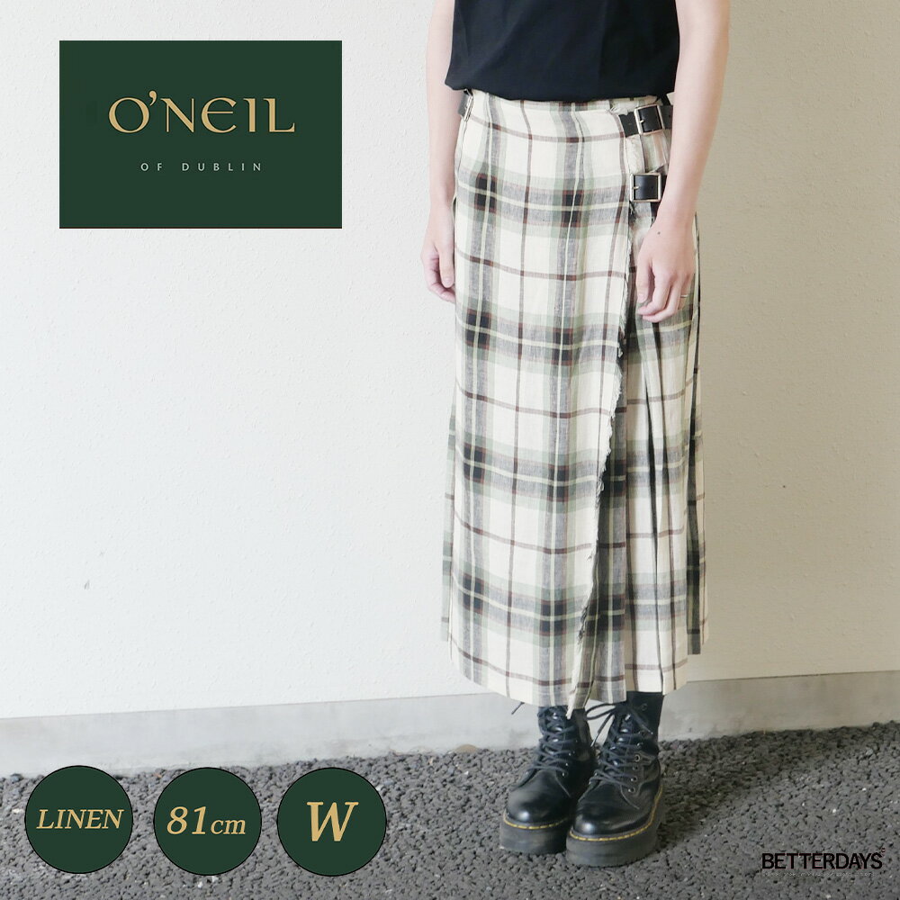 【2点で5%OFFクーポン配布中5/1ワンダフルデー】スカート オニールオブダブリン Fashion Maxi Kilt-Black Wide Belt O’Neil of Dublin【国内正規品】