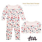 【Tea Collection】アマイ ラップネック ロンパース フラワー ペールピンク 長袖 6-12M 18-24M ◆ Amai Wrap Neck Romper 海外 おしゃれ ベビー 赤ちゃん キッズ 子ども 女の子 ティーコレクション 花柄 ブランド プレゼント 洋服 出産祝 誕生日 新生児 乳幼児 80 90 100