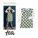 ティーコレクション Pear Dress 5Y 110cm 長袖 4歳 5歳 チュニック Aライン ワンピース ◆ ドレス フルーツ 白 ホワイト グリーン