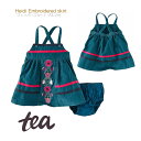 【Tea Collection】 ジャンパースカート ブルマ付 コーデュロイ ブルー 6-12M ◆ 花柄 ワンピース ドレス カバーパンツ 秋 冬 Heidi Embroidered skirt キッズ 女の子 ティーコレクション かわいい おしゃれ インポート 1歳 カジュアル ナチュラル