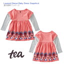 ラスト1点【Tea Collection 重ね着風ワンピース ピンク 】ティーコレクションLayered Sleeve Baby Dress Grapefruit 12-18M 85cm ◆長袖 ワンピース 子供 1歳 2歳 子供服 インポート ブランド