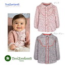 【TroiZenfantS トロワザンファン 】シャツ ブラウス 小花柄 ピンク グレー かわいい 長袖 子供服 おめかし 上品 ブランド インポート 1歳 2歳 3歳 カジュアル ナチュラル 75cm 80cm 85cm