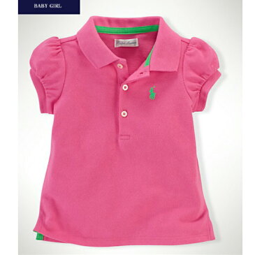 ポロ ラルフローレン POLO RALPH LAUREN 半袖 ポロシャツ ピンク パフスリーブ 鹿の子地 ベビー 赤ちゃん 子供 女の子 春 夏 ラルフ プレゼント ギフト 出産祝 1歳 2歳 80cm 90cm 袖 海外 ブランド おしゃれ 子供服 女 春服 夏物 春 ポニー シャツ トップス 可愛い