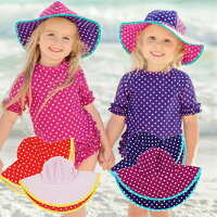 RuffleButtsリバーシブルドットスイムハット◆帽子サンハット水着ビキニ女の子ベビーキッズラッフル日よけ夏レッドパープルブルーピンク(seersuckerswimhat)ラッフルバッツ