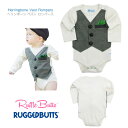 【Rugged Butts ヘリンボーン ベスト ロンパース 】Herringbone Vest Rompersラゲッドバッツ ボディスーツ カバーオール 長袖 6-12m 12-18m 18-24m 70-80cm 85cm 90cm ◆ 男の子 春 夏 秋 キッズ ベビー 赤ちゃん 男の子 白 ホワイト