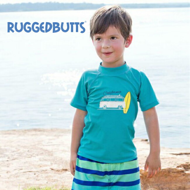 【メール便可】ブルーカリフォルニア ラッシュガード ラゲットバッツ ◆ 紫外線対策 水着 Blue California Rugged Butts 男の子 車 サーフボード 青 boy キッズ プール 水遊び 男の子 ベビー 夏 旅行 ブルー ブランド 海外 おしゃれ 子供