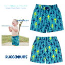 【Rugged Butts】スイムトランクス スプラッシュ シャーク ◆ ブルー サメ スイムパンツ スイムウェア 水着 ボトムス 90 100 110 1歳 2歳 パンツ キッズ 子ども ベビー 赤ちゃん 男の子 プール 水遊び 海 海外 旅行 スイミング 水泳 ラゲットバッツ ラゲッド Splash Shark